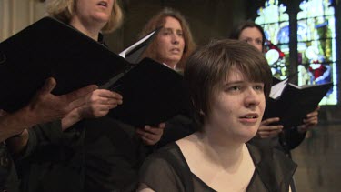 Choir singing in a church