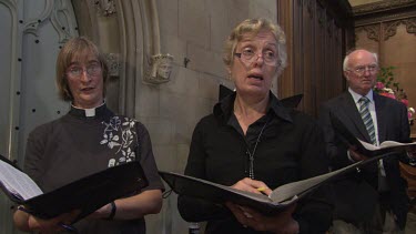 Choir singing in a church