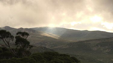 Misty sunrise over the mountains