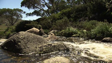 Small river running through a mountain landscape