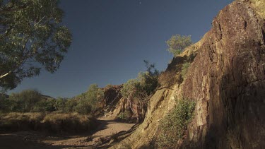 Sunlit rocky cliffs