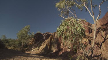 Sunlit rocky cliffs