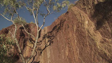 Sunlit rocky cliffs