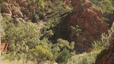 High, rocky cliffs on a mountain ridge