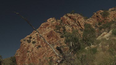 Tall mountain ridge against a blue sky