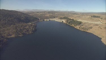 Large reservoir behind a dam