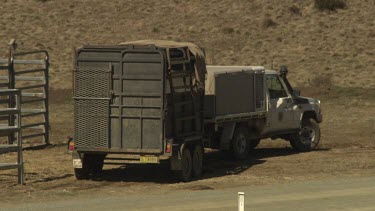 Truck towing a horse trailer to a paddock