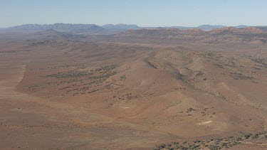 Rocky mountains in the Flinder Ranges against a hazy sky