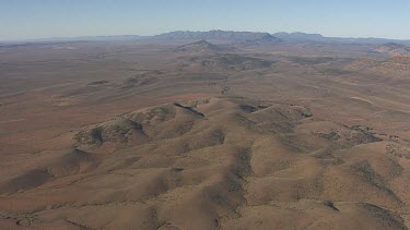 Rocky mountains in the Flinder Ranges against a hazy sky