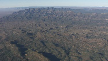 Rocky mountains in the Flinder Ranges against a hazy sky