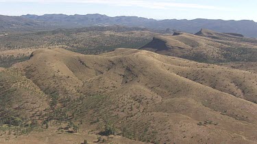 Aerial of Flinder Ranges to Lake Eyre Salt Lakes