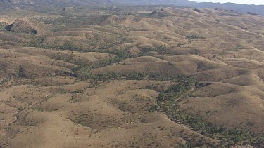 Aerial of Flinder Ranges to Lake Eyre Salt Lakes