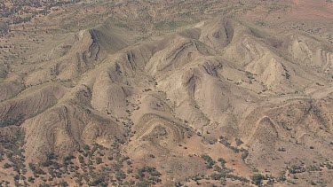 Aerial of Flinder Ranges to Lake Eyre Salt Lakes