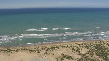 Waves along the sandy coast in Coorong National Park