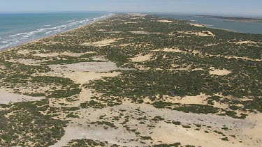 Waves along the sandy coast in Coorong National Park