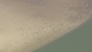 Cloudy sand bar in the ocean in Coorong National Park