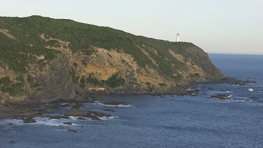 White lighthouse on the coast of Great Otway National Park