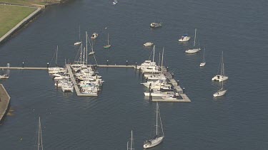 Boats at dock in Sydney Harbour