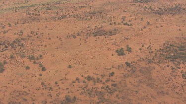 View from above the dry outback landscape