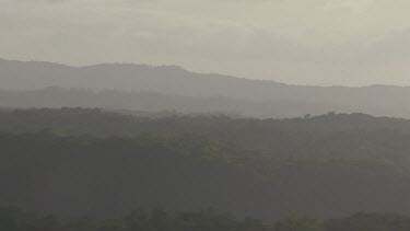 Foggy mountain peaks in Daintree National Park