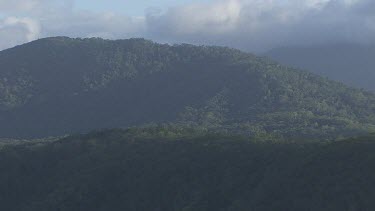 Foggy mountain peaks in Daintree National Park