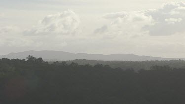 Foggy mountain peaks in Daintree National Park