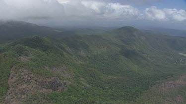 Foggy mountain peaks in Daintree National Park