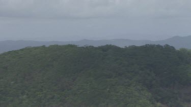 Foggy mountain peaks in Daintree National Park