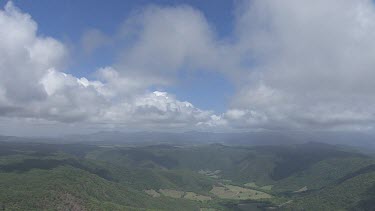 Foggy mountain peaks in Daintree National Park