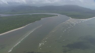 Aerial view of forested coast in Daintree National Park