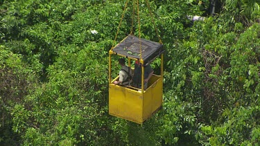 Travelling in a canopy crane over dense forest in Daintree National Park