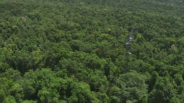 Nest on a canopy crane over dense forest in Daintree National Park