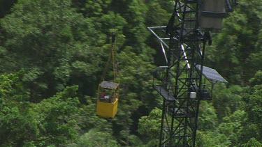 Travelling in a canopy crane over dense forest in Daintree National Park