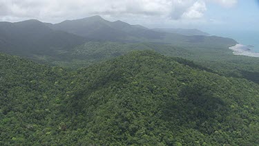 Forested mountains on the coast in Daintree National Park