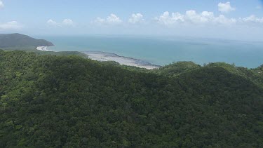 Forested mountains on the coast in Daintree National Park