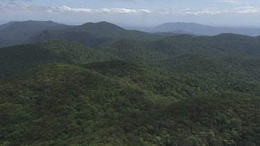 Forested mountain peaks in Daintree National Park