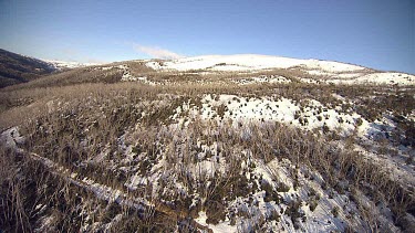 Snow-covered mountain range in Australia