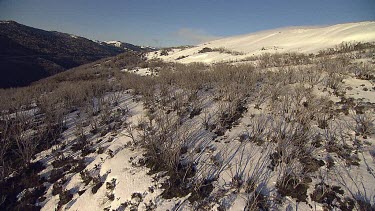 Snow-covered mountain range in Australia