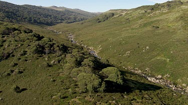 Aerial of Kosciuszko National Park - Vast Mountain Ranges and River