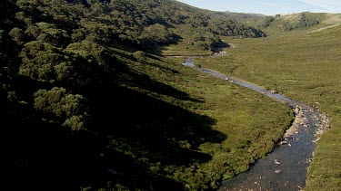 Aerial of Kosciuszko National Park - Vast Mountain Ranges and River