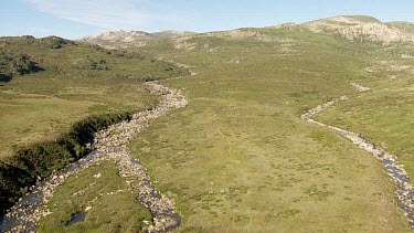 Aerial of Kosciuszko National Park - Vast Mountain Ranges and River