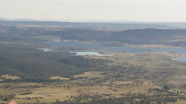 Aerial of Kosciuszko National Park - Dense forest and river landscape