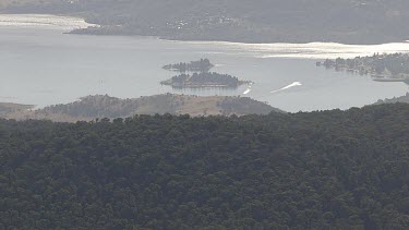 Aerial of Kosciuszko National Park - Dense forest and river landscape