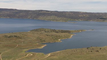 Aerial of Kosciuszko National Park - Forest and river landscape