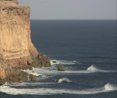 Coastal cliffs, erosion. waves.