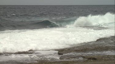 South Australia waves breaking on a rocky shore