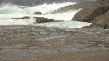 South Australia waves breaking on a rocky shore