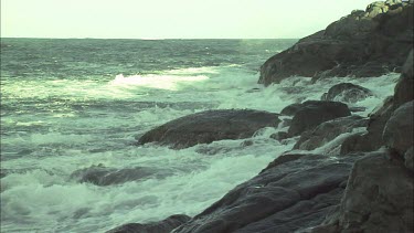 South Australia: Waves crashing on the rocky shore