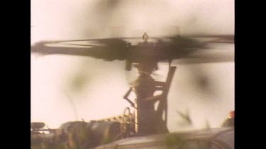 Rotor of helicopter as during take off, close up of blades