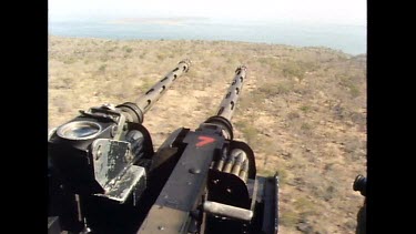 Helicopter, automatic rifle, Kuburi Wilderness Area Lake Kariba, Zimbabwe